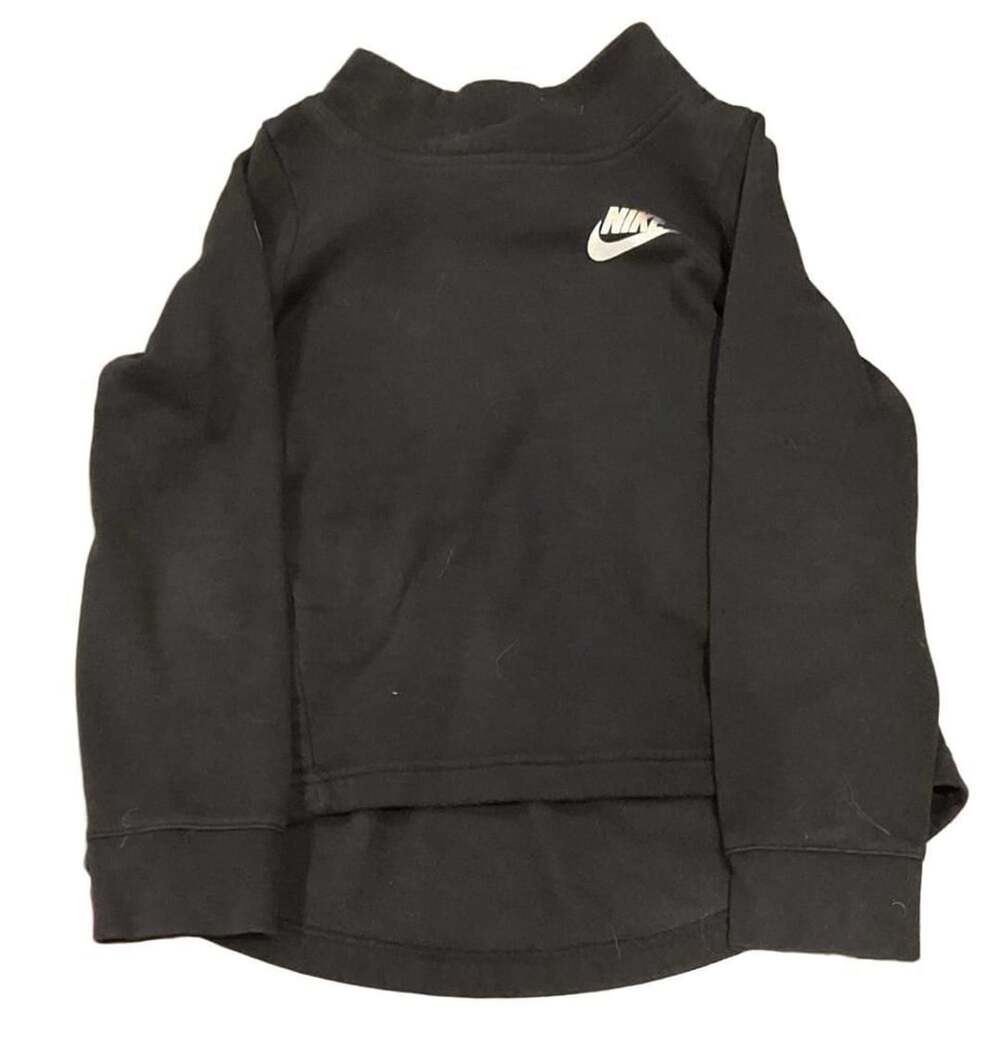 Nike Girls Black Long Sleeve Peplum Sweatshirt Holographic Logo Size Small